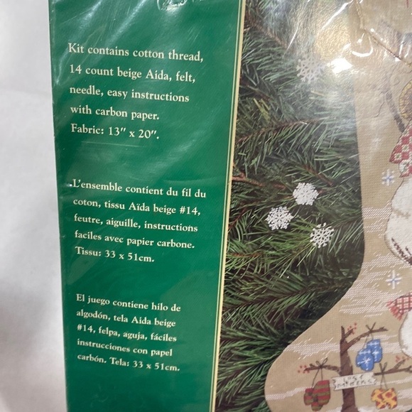 Creative Accents cross stitch stocking 3 snowmen - Picture 2 of 6